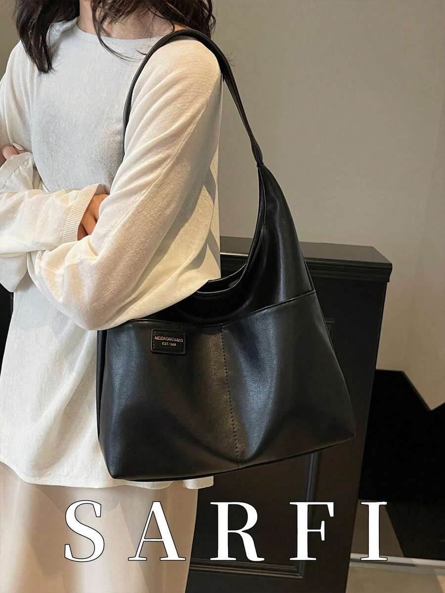 时尚简约单肩包，现代简约风格，配有可调节肩带，多功能通勤单肩包，拉链封口，轻便大容量单肩包，耐用PU材质女士斜挎包，适合送礼、购物、约会、商务旅行、度假等场合。