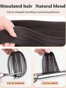 Natural Straight Synthetic Wigs Side Bangs High Temperature Fiber Women Clip-In Side-Swept Bangs Suitable For Women's Daily Wear And Gatherings - Side-swept Bangs In Multiple Colors - View 3