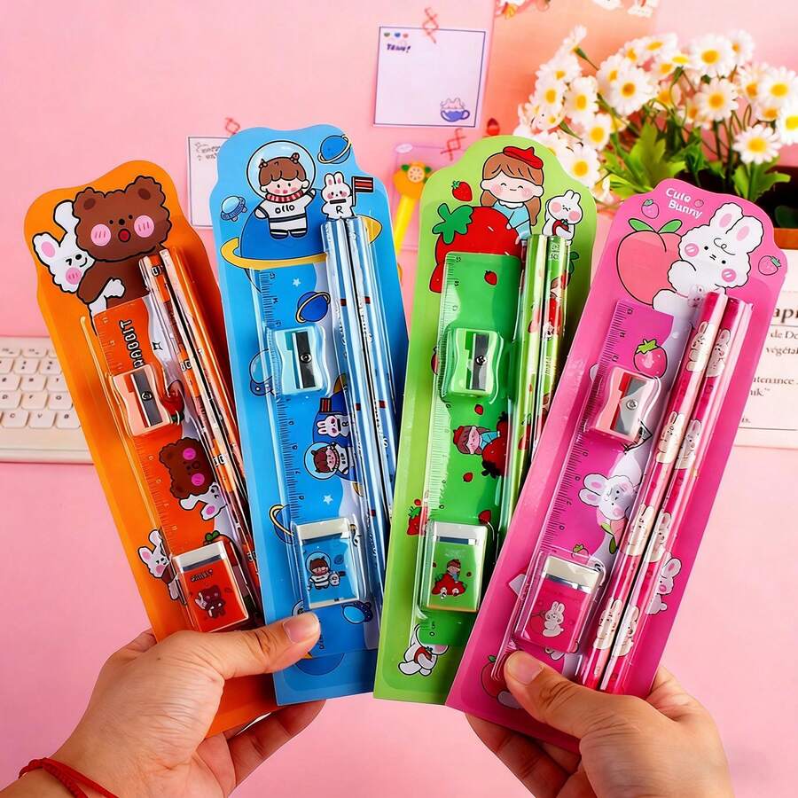 可爱动物主题文具套装，书写流畅不留痕，适合作为节日派对奖品和礼物。 - 彩色 - 查看 1