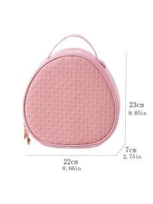 1 pieza Bolsa de maquillaje ovalada de PU de unicolor, organizador de viaje funcional y resistente al agua con compartimentos para brochas de maquillaje - Multicolor - Ver 3