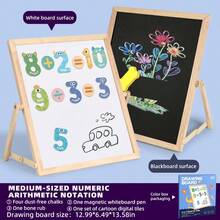 Bộ 1 Bảng đen từ tính đa năng bằng gỗ có thể gập lại, dùng cho giáo dục sớm, hai mặt có thể xóa, bảng vẽ cho trẻ em, không bám bụi, dạy chữ số và chữ cái, bảng vẽ và viết cho bé. - Nhiều màu - Xem 16