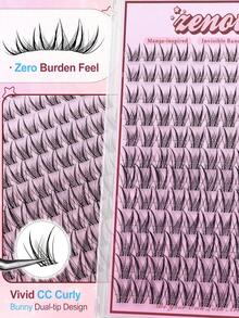 卡通风格假睫毛簇，精致假睫毛簇，自然动漫风格单簇假睫毛，兔兔仙子型尖刺单根假睫毛簇，无痕带，水润效果，DIY假睫毛，CC卷翘，10-16毫米 - D - 查看 5