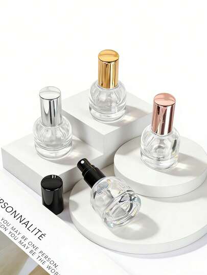 10ml Refillable Glass Perfume Spray Bottle, Portable Fine Mist Sprayer With 4 Color Metal Caps (Gold, Silver, Rose Gold, Black), Leak-Proof Cosmetic Container, TSA-Approved Travel Toiletry Set, Suitable For Women And Girls, Mini Perfume Decanting Bottle For Travel, Business Trip, Bathroom Storage Or Outdoor Carry, Makeup Tool