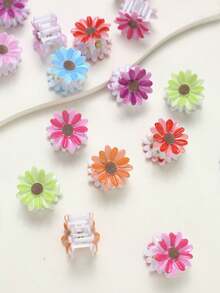 15/20/30pcs Mini Flower Shaped Hair Clips, Colorful Small Hair Claws For Bangs, Flyaways Beach Accessories Summer Outfits - Multicolor - View 5