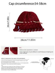 Mũ len beanie thiết kế độc đáo với đường khâu tương phản, mũ len móc thủ công hình quả bí ngô, mũ len giữ ấm tôn dáng khuôn mặt nhỏ nhắn, mũ len vành cuộn, mũ tai bèo đa năng mới dành cho nữ, thích hợp cho mùa xuân/hè, đi biển, nghỉ mát. - Nhiều màu - Xem 4