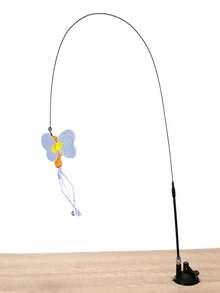 1个猫咪逗猫棒玩具，带可替换羽毛和铃铛，互动宠物玩具，用于猫咪锻炼和娱乐，手持式逗猫棒配有各种昆虫形状的配件 - 彩色 - 查看 9