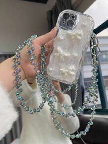 1pc Crystal Chain Long Necklace, Handmade Beaded Chain Made Of PP Material, Versatile For Hanging Phone, Bag, Crossbody Wear, Shiny Decorative Chain For Women, New Luxury Crystal Beaded Phone Lanyard, Elegant Shoulder Strap, Fashionable Phone Charm, Back To School Season - Multicolor - View 6