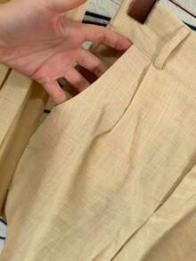 Linen Shirt And Shorts Set (2 Pieces) - Khaki With Pocket - View 5