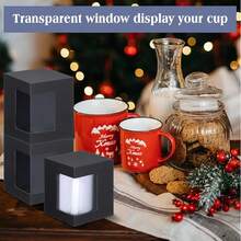 20pcs Gift Cup Boxes, Blank Sublimation Mug Packaging, Transparent Ceramic Coffee Cup Gift Boxes, Decorative Party Favor Gift Boxes With Lids - Black - View 4