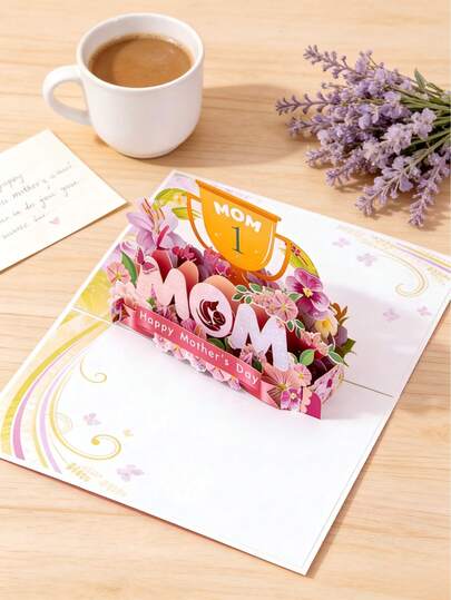 1개 3D 팝업 어버이날 인사 카드 봉투 포함 - 생생한 꽃 디자인, 진심 어린 소원, 엄마 또는 노인 여성을 위한 창의적인 선물, 어버이날 선물 | 우아한 캘리그라피 | 레이저 컷 디테일, 엄마 생일 선물