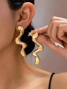 1pair Asymmetrical Personalized Earrings, European And American Style - Irregular Earrings - View 10