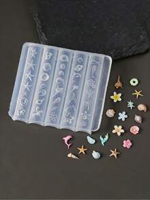 1个3D立体花卉花园造型模具，DIY海洋/贝壳/海星/雏菊美甲装饰模具，高透明度硅胶美甲模具 - 無色 - 查看 8
