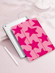 1pc Neon Pink Star Pattern Flat Protective Case, Suitable Compatible With Ipad 10.2 Inch 2021/2020 10th/9th/8th Gen, (A16) 11 Inch 11th Gen 2025, Galaxy Tab A8 10.5 Inch 2022, Tablet Protective Cover With Pencil Slot, Auto Sleep/Wake Function, Best Gift Choice For Holidays - Multicolor - View 6