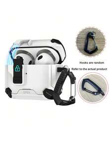 1pc Contrast Color Bluetooth Earphone Protective Case, Compatible With Apple 4/Pro 2/3 Wireless Earphones, Magnetic Buckle, Can Be Used As Phone Holder, Anti-Fall Anti-Lost Anti-Theft Protective Cover, Unisex - Multicolor - View 10