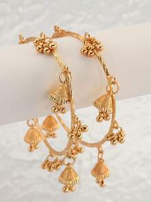 2件套复古铃铛手链，适合女士日常通勤佩戴 - 金色 - 查看 1