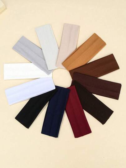 2/4/6/8条装随机颜色纯色时尚发带休闲头巾发带吸汗带秋冬季女士发饰度假装扮优雅围巾女士头巾柔软头巾