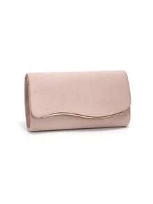 Pink Velvet Clutch Bag, Women's Formal Party Handbag With Detachable Chain - Pink - View 4