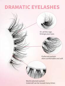 Bộ 8 cặp mi giả bán trong suốt ENCHUW - Tự nhiên & Dễ thương, đan chéo & mềm mại, có thể tái sử dụng, dễ dàng sử dụng, tạo nên vẻ ngoài trang điểm mắt ấn tượng, phù hợp cho sử dụng hàng ngày hoặc các dịp đặc biệt. - màu đen - Xem 3