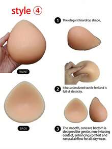 A Pair Silicone Bra Pads Non-Adhesive Reusable Push Up Breast Enhancer Unilateral Pad For Bra Cup Insert Backless Dress Wedding - Light Beige - View 11