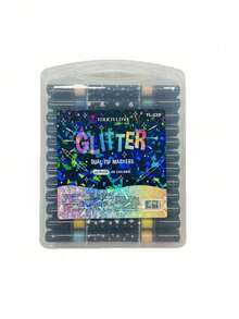 12/24/36/48 Colors Glitter Brush Markers, Dual-Tip Dual-Color 1-5mm Soft Brush Tip Glitter Markers, Suitable For Doodle, Writing, Glitter Art Craft, Adult DIY, Greeting Card Making, Office & School Supplies, Back To School - Multicolor - View 7