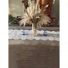 1-Piece White Openwork Lace Table Runner, Perfect For A Forest-Themed Wedding. Ideal For Tablecloths, Coffee Tables, And Dessert Tables. The Sheer Lace Texture Is Perfect For Weddings, Parties, And Food Photography, Producing Stunning Results. A Versatile Piece For Weddings, Home Decor, Parties, And Photoshoots. - 1PC/M - 查看 9