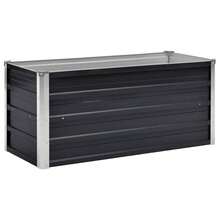 vidaXL Raised Bed Planter, Flower Box, Garden Planter, Terrace Vegetable Garden, Garden Bed, Planting Bed, Anthracite, 100x40x45 Cm, Galvanized Steel - 100x40x45 cm - 查看 2