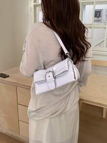 Túi xách thời trang cổ điển, túi đeo chéo bằng da mềm, túi đeo vai/đeo chéo đa năng tối giản, phong cách thường ngày. - Màu tím - Xem 5