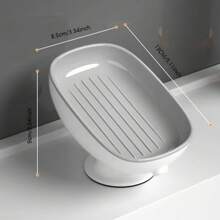 Wall Mounted Oval Soap Dish With Drainage, Angle Adjustable Plastic Soap Holder, Detachable Luxury Soap Tray For Bathroom Shower Storage - 灰色 - 查看 3