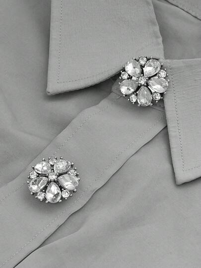 1/2/4pcs 15/21/25mm Women Crystal Diamond Button Covers, Detachable Clip-On Diamond Button Caps, Clothing Crystal Decor Buttons, Buttons With Pliers Suitable For Dresses, Suits, Shirts Accessories, Color: Lead Gray