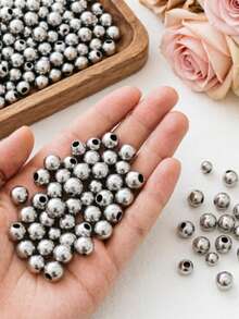 100/200pcs Stainless Steel Leather Beads, Decorative Beads, DIY Jewelry Making Materials For Necklace, Bracelet, Earrings, Handmade Beading Supplies - DIY - View 4