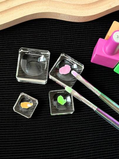 可重复使用的玻璃指甲油调色盘，易于清洁的美甲绘画工具