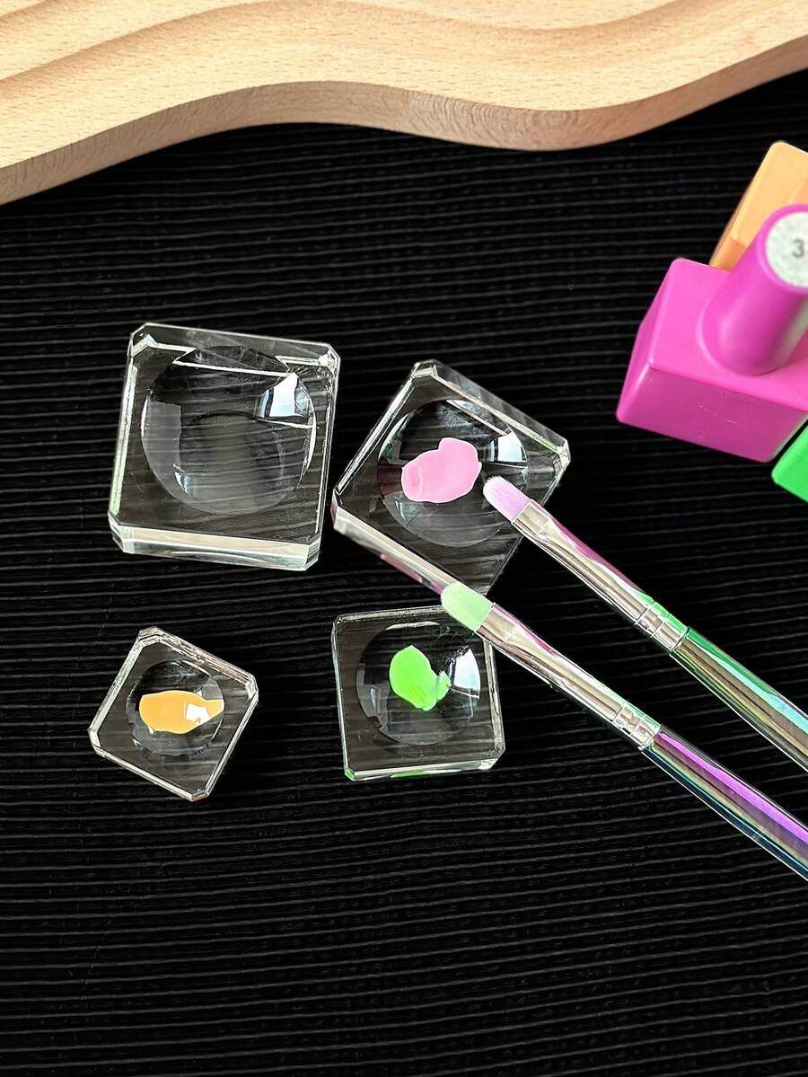 可重复使用的玻璃指甲油调色盘，易于清洁的美甲绘画工具 - 無色 - 查看 1