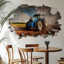 1pc Removable Tractor Wall Sticker, Realistic Farm Tractor Wall Decal, Waterproof Rustic Style Decoration, Suitable For Living Room And Kids Room - one-size - View 3