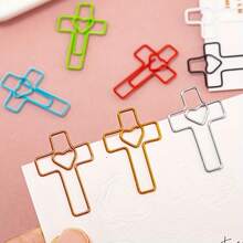50 piezas/paquete Clips de papel con forma de corazón y cruz, diseño creativo, clips para tarjetas de boda, organizador de archivos, diseño único - Conjuntos - Ver 6