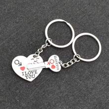 Bộ 2 móc khóa hình trái tim "I Love You" bằng hợp kim, thích hợp để trang trí túi xách, balo, quà tặng Valentine cho người yêu. - Nhiều màu - Xem 3