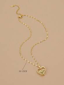 时尚水钻心形不锈钢项链，可刻100种语言的“我爱你”，黄金首饰，金项链，母亲节礼物，送给父母、爱人、生日的礼物 - 金黃色 - 查看 3