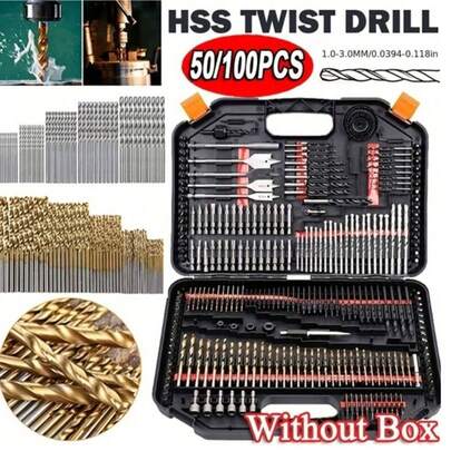 Bộ 50 mũi khoan thép tốc độ cao phủ titan, đầu mũi 135°, thích hợp cho các dự án thủ công DIY, chế biến gỗ, chạm khắc và làm đồ trang sức - Kích thước từ 1/25 inch đến 1/8 inch, mũi khoan kim loại hình trụ, mũi khoan xoắn dùng cho kim loại, gỗ, nhựa, thích hợp cho việc cải tạo nhà cửa, dụng cụ đơn giản, tiện lợi và thiết thực.