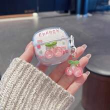 透明3D樱花保护壳，适用于Buds 6 Active/6s/7S/Buds 6 Play/SE/8pro/8lite/8Active，新款Buds5/5pro/6pro无线蓝牙耳机保护壳，可爱创意Buds6 Lite软壳带吊坠，女士款 - 櫻桃 - 查看 11