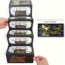 1 Surprise Birthday Cash Gift Envelope With 6 Slots - Elegant Black And Golden Design, Unisex Holiday Money Holder For Any Celebration, Unique Cartoon Fantasy Keepsake | Stylish Gift Envelope | Exquisite Souvenir - Single Piece - View 2