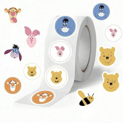 Disney 500 ملصق شكل خاص مرخص رسميًا ل- Winnie The Pooh، دورات صور عشر، ملصقات وملصقات ديكور لزجاجات المياه والدفاتر والجيتار وإمدادات الحفلات والهدايا عيد الميلاد