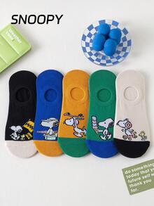 5/1 Pair SNOOPY Ankle Socks, Non-Slip Hidden Socks, Thin Shallow Mouth Socks For Summer - Multicolor - View 3
