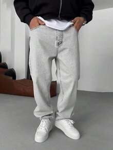 Men's Casual Washed Personalized Versatile Denim Jeans - 灰色 - 查看 3