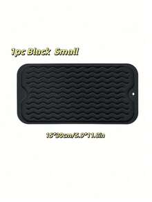 1 Tấm lót/thảm phơi bát đĩa, màu xám/đen, làm bằng silicon, thảm thoát nước bát đĩa có gờ thoát nước lượn sóng, chịu nhiệt, thảm thoát nước nhà bếp, thiết kế chống trượt, dễ vệ sinh. - Nhiều màu - Xem 9