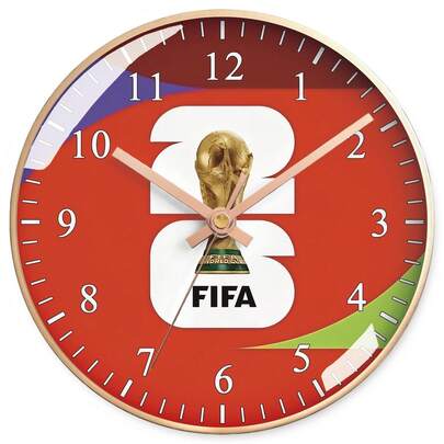 FIFA FIFA Edición conmemorativa de la Copa Mundial 2026 de EE. UU., Canadá y México - Reloj de pared de 20 cm (8 pulgadas) para el hogar, sala de estar, decoración de escritorio, esencial para animar al equipo, decoración de fiestas, decoración colgante, regalo, adecuado para el hogar, la escuela, el dormitorio, fiestas, actividades festivas, campamento al aire libre y días conmemorativos
