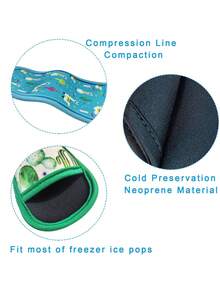 可重复使用的冰棒套、冰棒袋、冰棒套 - 适用于冷冻甜点、酸奶管、冰淇淋的冰棒套,男女通用,派对必备,耐用氯丁橡胶材质,防冻防滴漏,家居厨房餐饮配件,饰有可爱的恐龙、美人鱼和彩虹图案 - 可水洗,可冷冻 - 套子 - 夏季派对的理想之选 - 彩色 - 查看 7