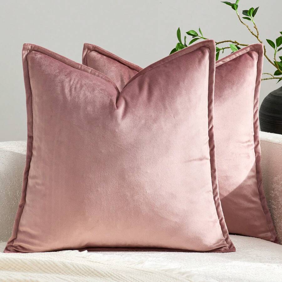 1pc Velvet Piping Decor Pillow Cover Square Cushion Case For Sofa Bedroom Car 18x 18 Inch 45x 45cm