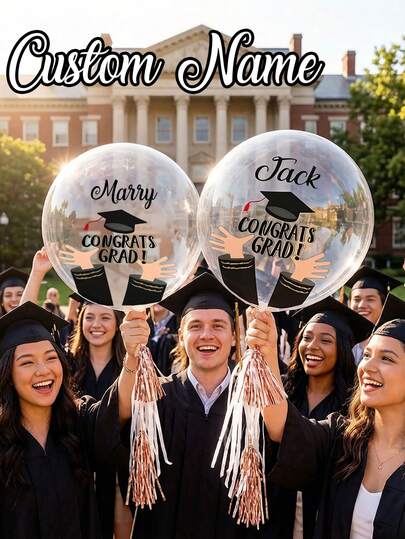 1pc Customized Transparent Bubble Balloon, Personalized Bubble Balloon, Large Clear Balloon, Graduation Party Decor, Graduation Photo Prop, Customized PVC Balloon With Name, Customized Gift, Customizable Item, Customized Sticker, Suitable For Graduation, Mother's Day Gift, Wedding, Birthday, Birthday Blessing, Bridal Shower, Bachelorette Party, Vase Decor, Christmas Party, Graduation Decor, Birthday Decor, Bachelorette Party Decor, Indoor And Outdoor Decor, Party Favor, Room Decor