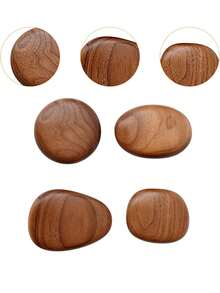 1/4 piezas Ganchos de pared de madera con forma de guijarro, ganchos para bata de baño, ganchos colgantes para decoración de habitaciones, sin necesidad de perforar - Marrón - Ver 4