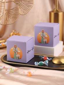 10 Peças/Pacote Caixas de Papel para Doces, Presentes e Lembrancinhas da Festa de Eid Al-Adha e Eid Mubarak, Novo Desenho de Lhama e Camelo - Visão 10