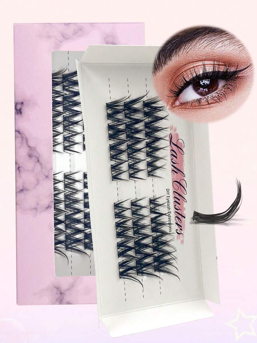 24片装DIY睫毛嫁接CC卷翘自然浓密单片睫毛，适用于DIY睫毛嫁接 - 可重复使用、轻便、易于佩戴 - 黑色 - 查看 1